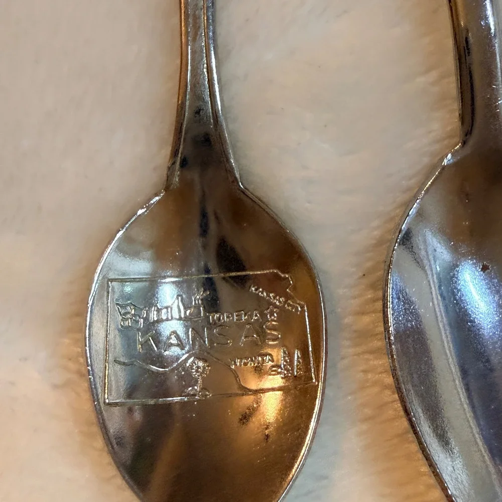 Vintage Souvenir Collector Spoon Lot 9pc Florida Nashville Kansas Oklahoma DC